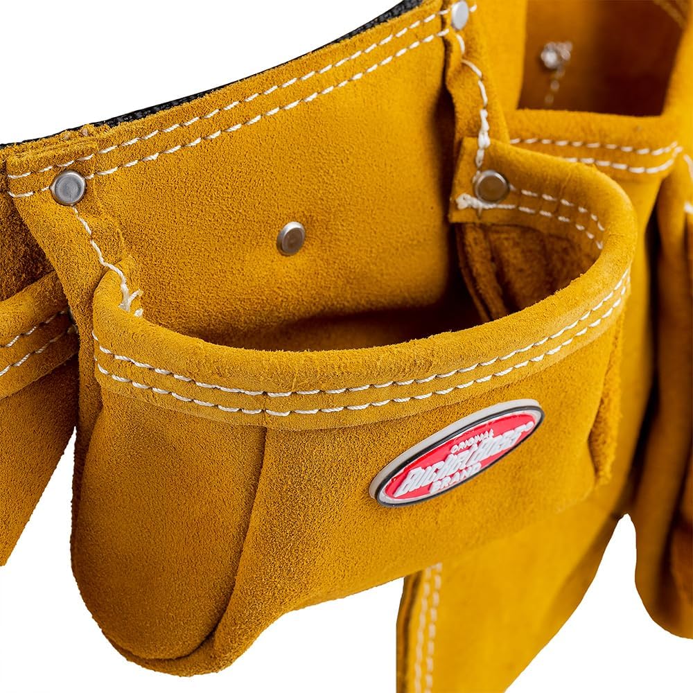 Bucket Boss 3 Tool Bag Suede Leather Tool Apron Tool Belt, with Sewn-On Belt ...