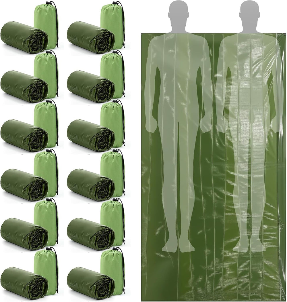 Mixweer 12 Pcs Emergency Sleeping Bag Portable Survival Thermal Bivy Sack Lig...