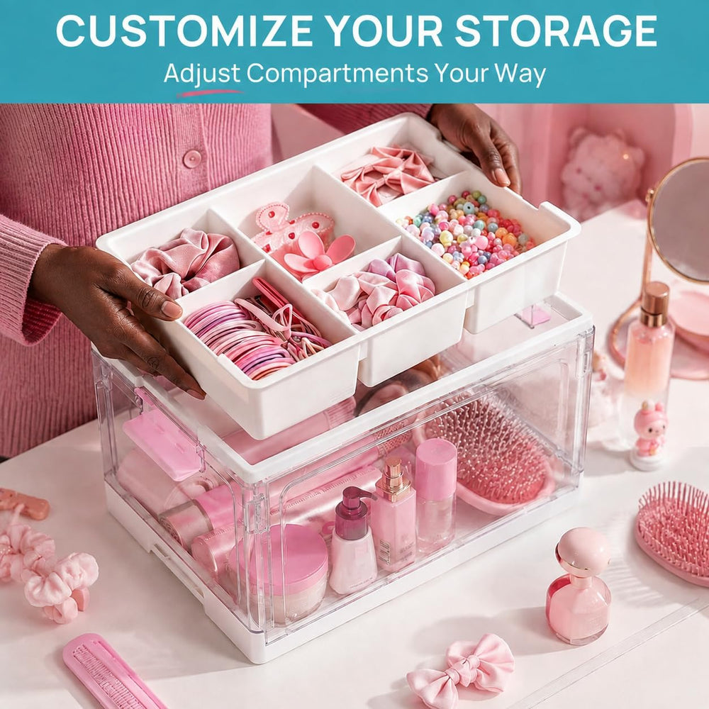 Vtopmart 24 QT Clear Storage Box with Tray & Dividers, 1 Pack–Basic