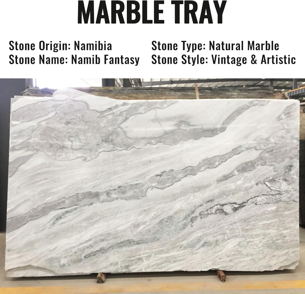 African Natural Marble Decorative Tray, 12"x6" - Countertop Organiz...