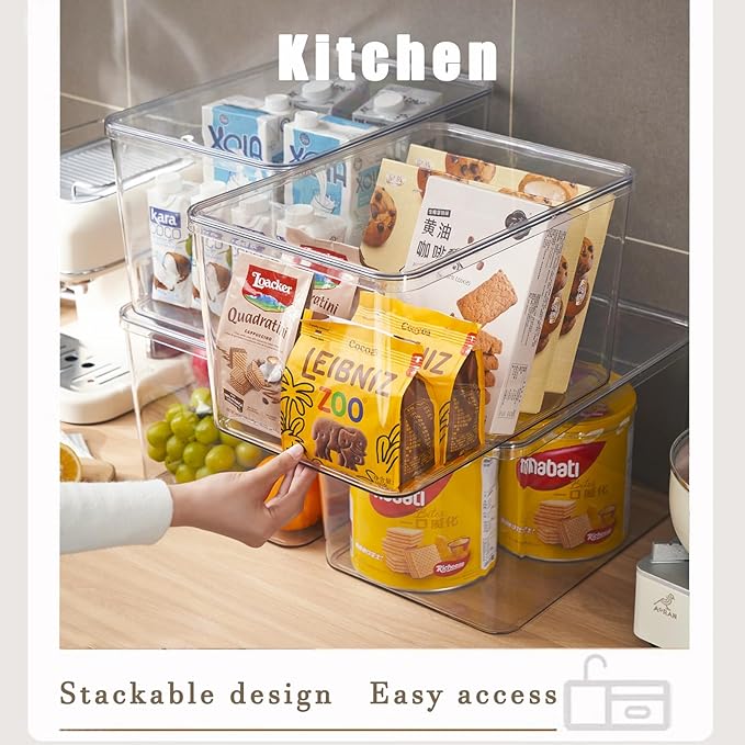 Clear plastic storage bins