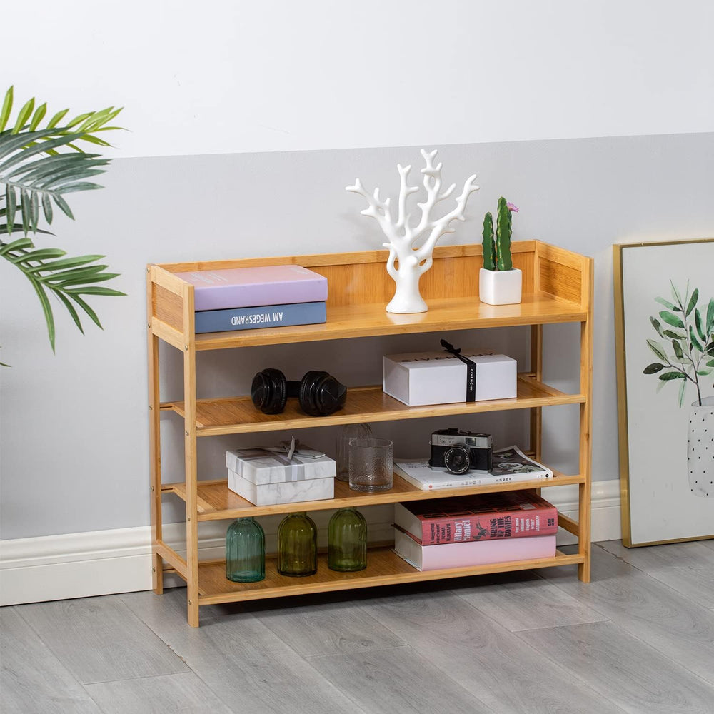 SOBIBO Bamboo Shoe Rack for Closet, 4-Tier Shoe Organizer, Natural, 31.5'...