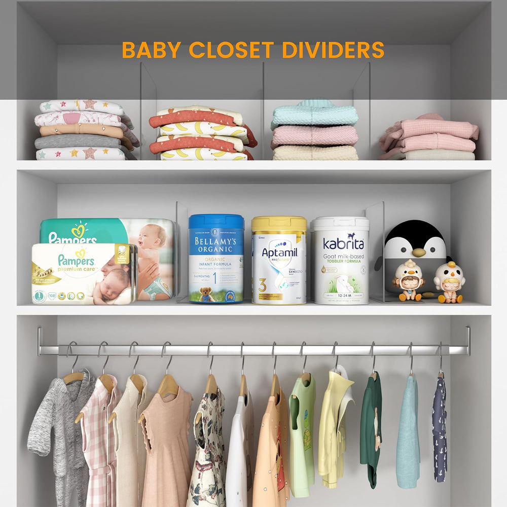OKPOW Shelf Dividers for Closet Organizer: 12 Inch Tall Acrylic Clear Closets...