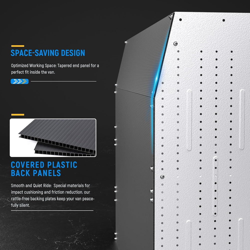 AA Products Model SH-6204 Steel Low/Mid/High Roof Van Shelving Storage System...