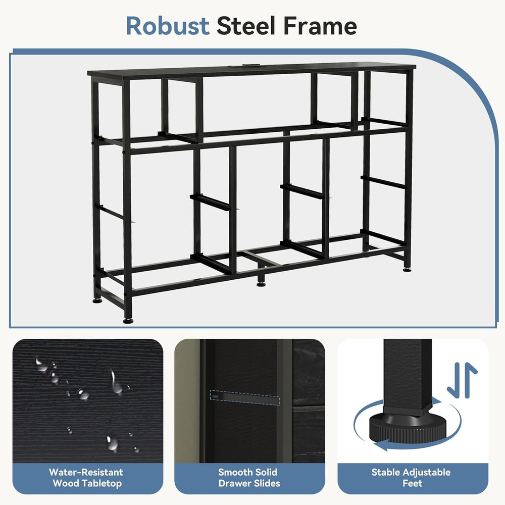 DUMOS LED Entertainment Center, TV Stand Dresser with Charging Station