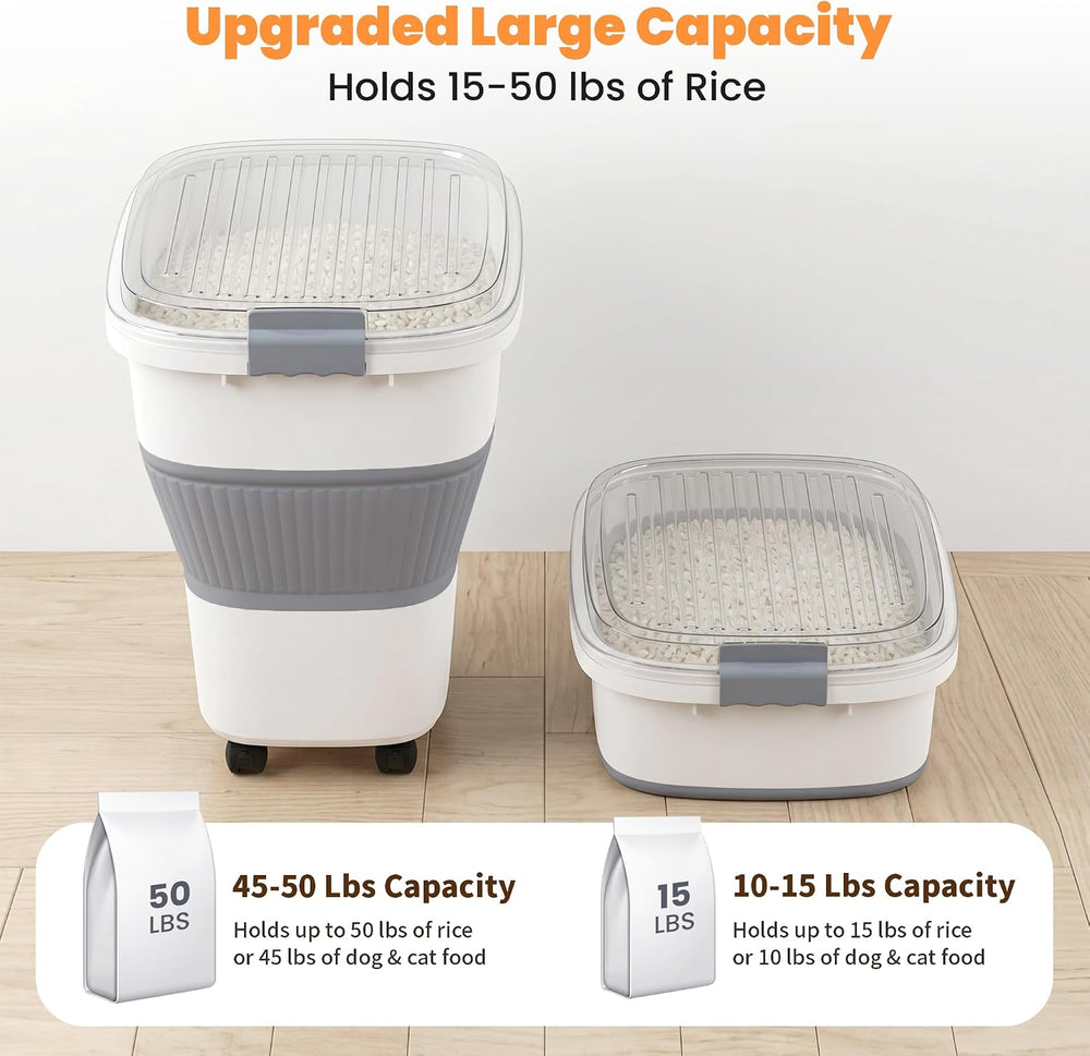 50 Lbs Rice Container, Collapsible Dog Food Storage Container
