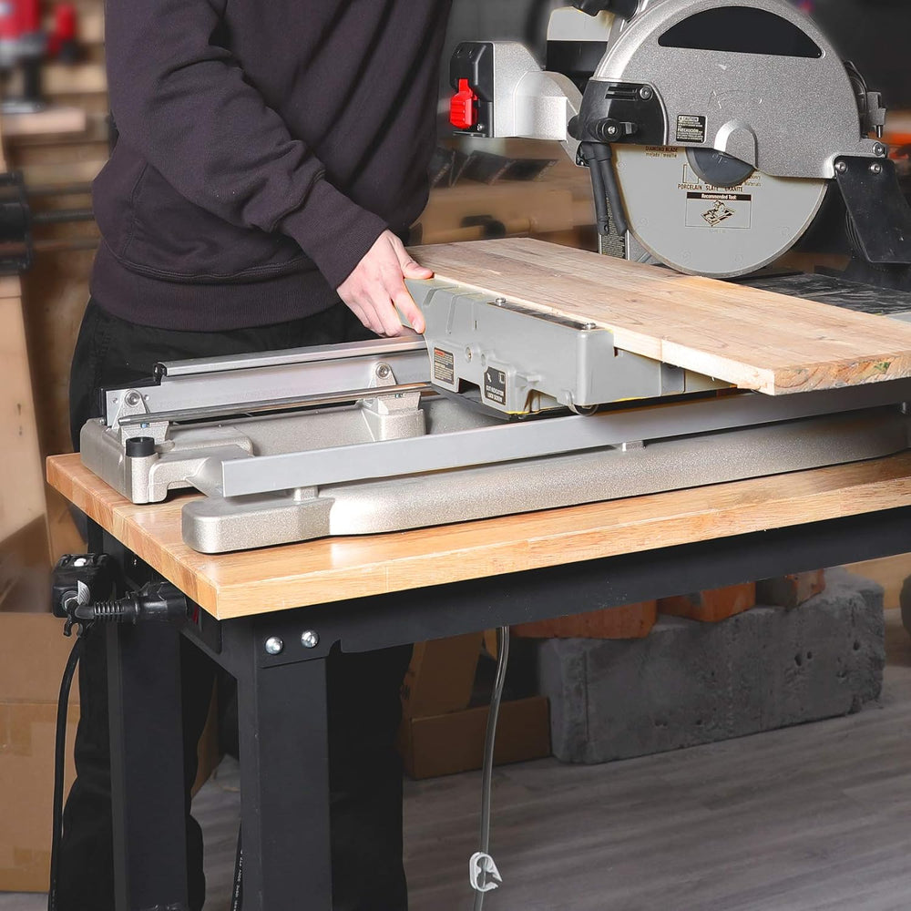 WORKPRO 48" Adjustable Workbench, Rubber Wood Top, 2000 LBS Capacity