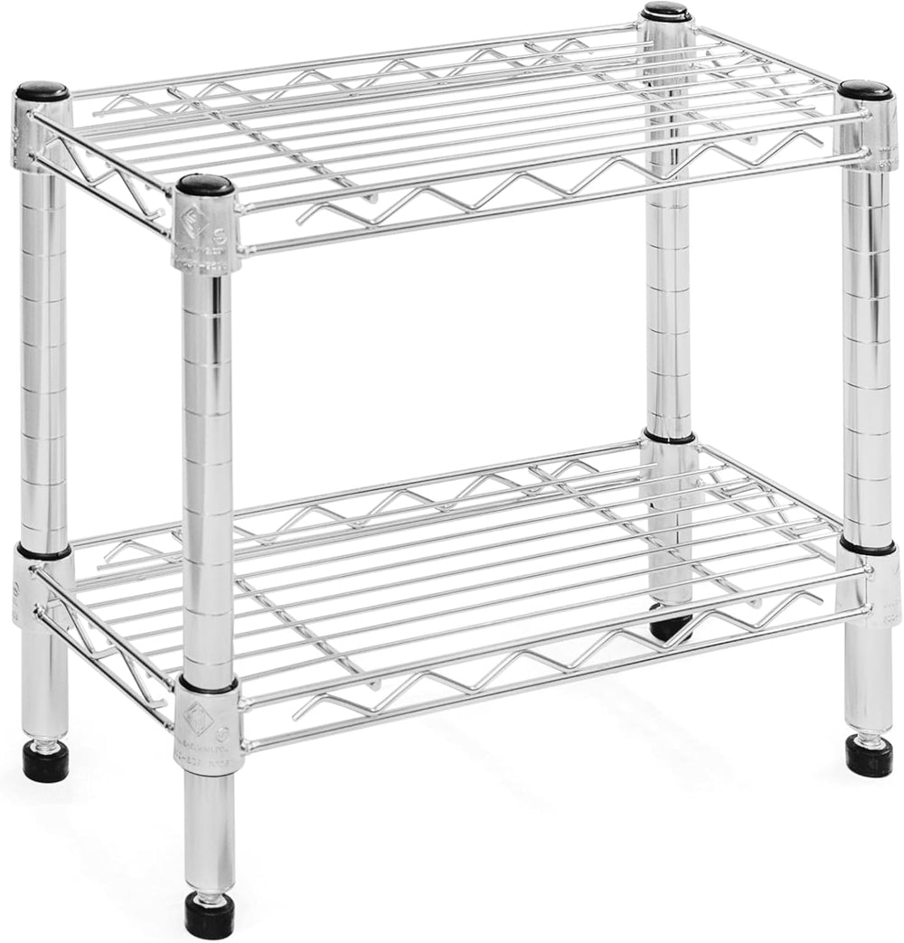 Shelving Inc. 8" d x 18" w Chrome Wire Shelving with 2 Tier Shelves