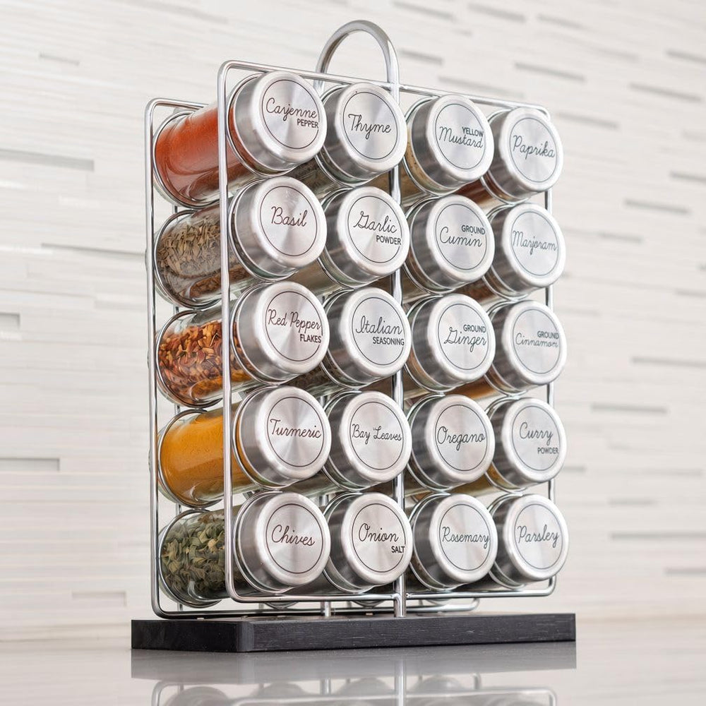 Orii 20 Jar Spice Rack Stainless Steel with Spices Included - Standing Rack S...