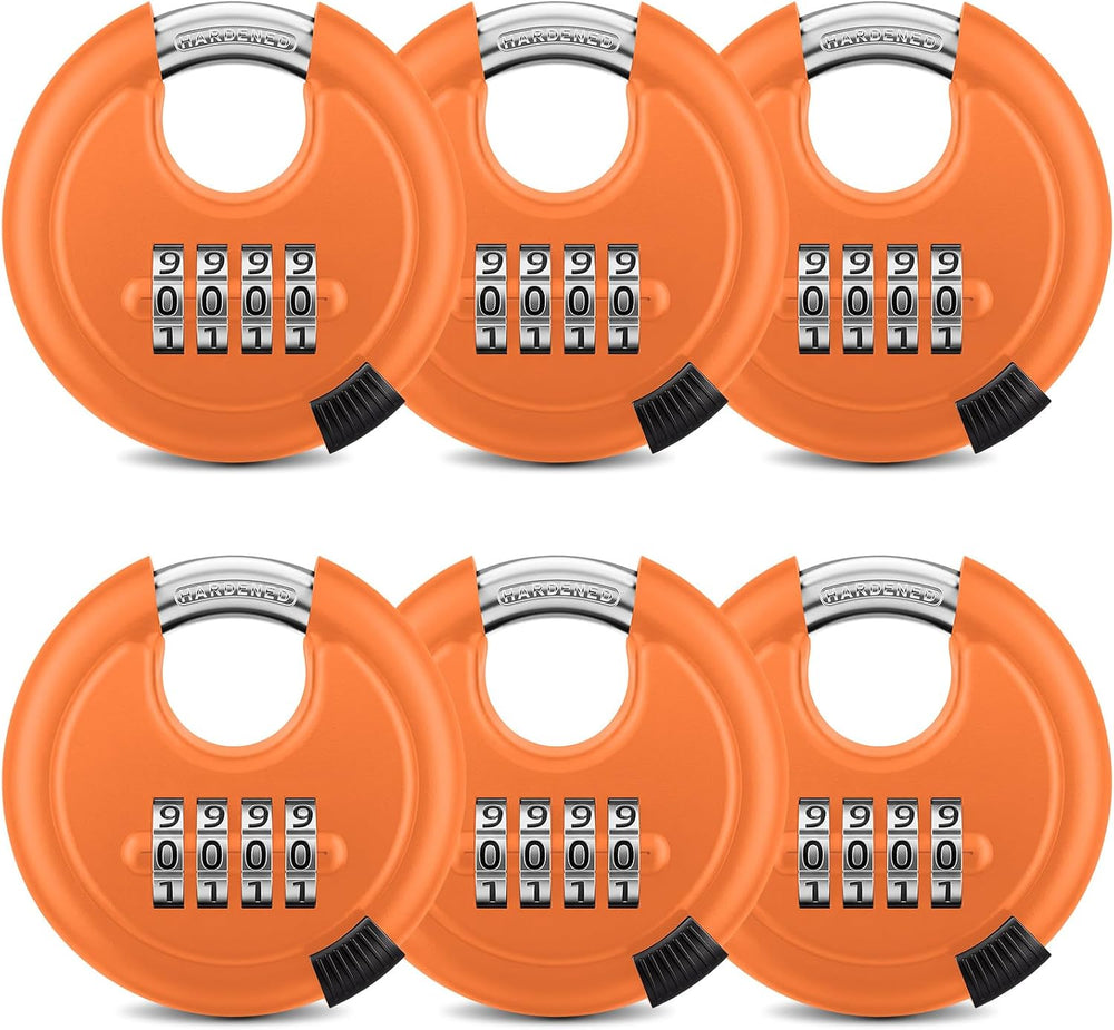 Landhoow 6 Pack Combination Lock 4 Digit Disc Padlock with 3/8 Inch Hardened ...