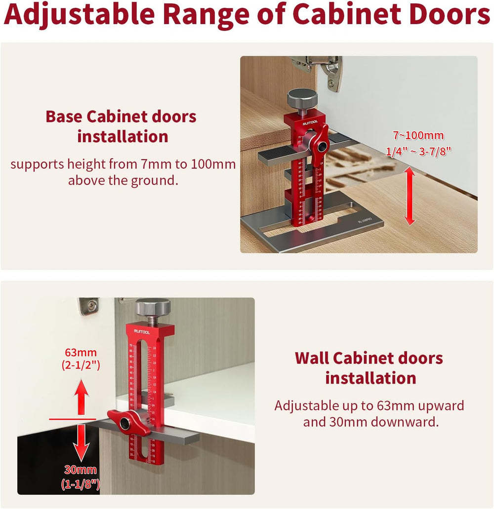 RUITOOL 3-in-1 Cabinet Door Mounting Jig for Face Frame/Frameless Cabinets