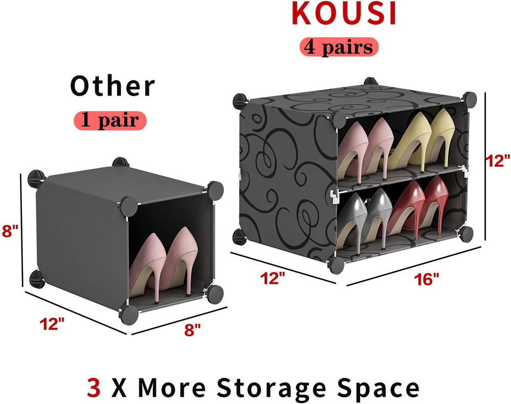 KOUSI Portable Shoe Rack Organizer 48 Pair Tower Shelf Storage Cabinet Stand ...