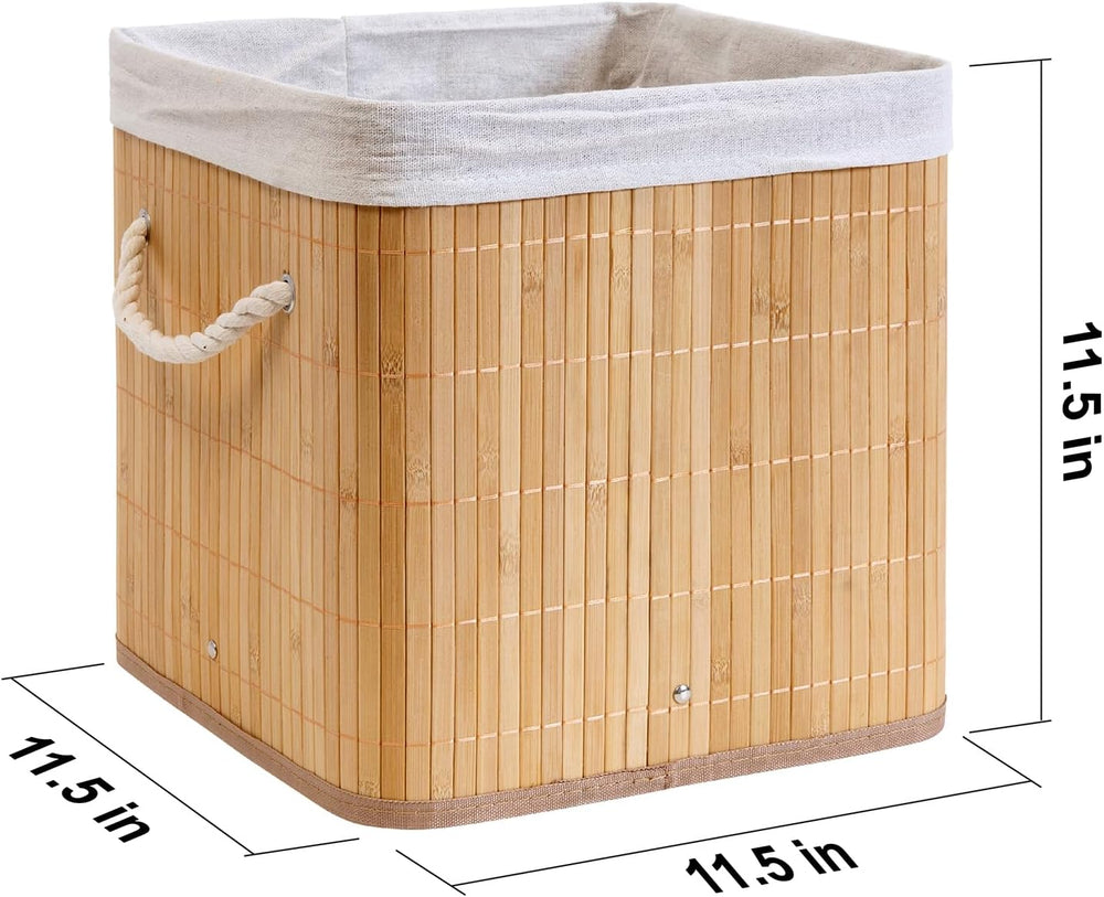 12" x 12" x 12" Bamboo Cube Storage Baskets,Set of 4 Eco-Frien...