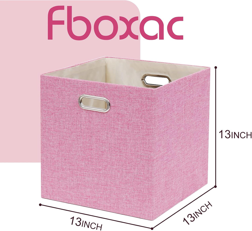 13x13x13 Inch Foldable Cube Storage Bins with Metal Handles, 4 Pack