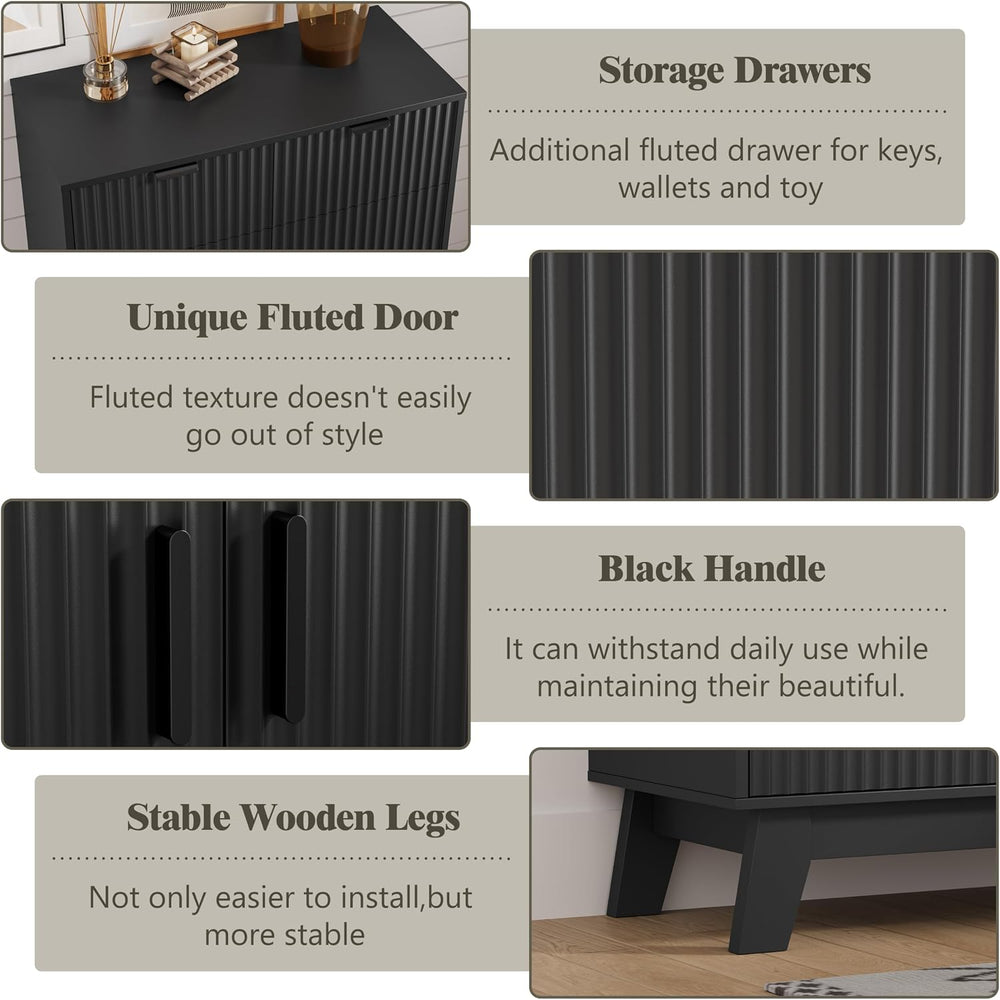 HUANLEGO Shoe Cabinet Storage for Entryway with Doors, Black