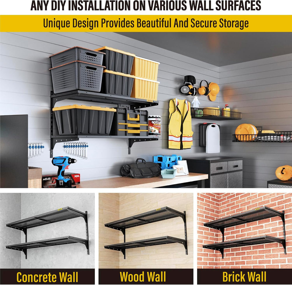 Aecxm 1pack×2 Tier 1.3x4ft Garage Shelving Wall Mounted, 260lbs Load Capacity...