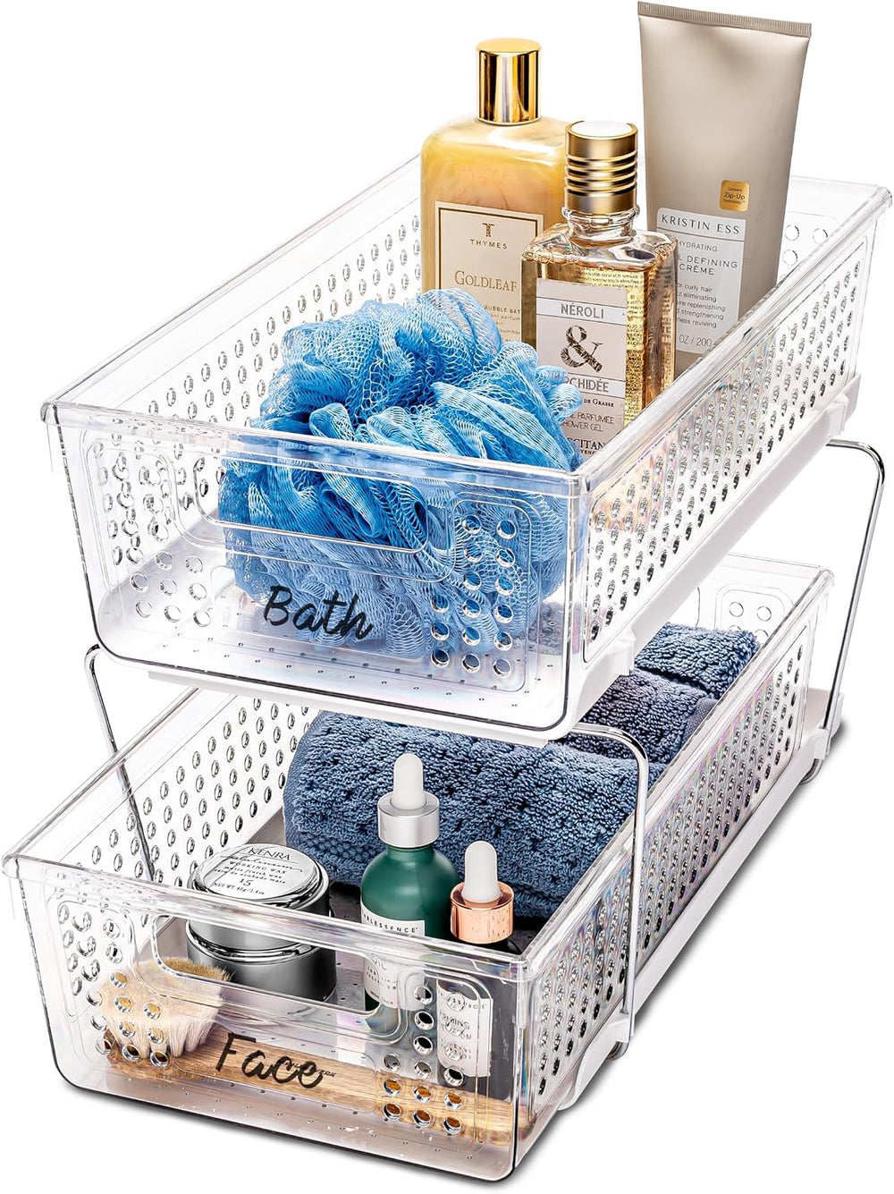 madesmart 2 Tier Organizer, Multi-Purpose Slide-Out Storage Baskets with Hand...
