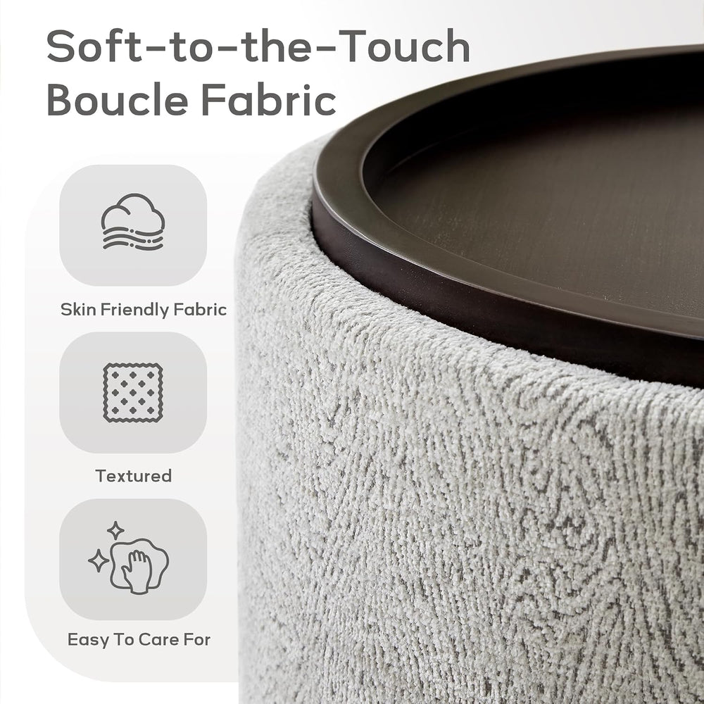 Zihanhome 30 Inch Round Storage Ottoman, Ottoman Coffee Table with Lift Off L...