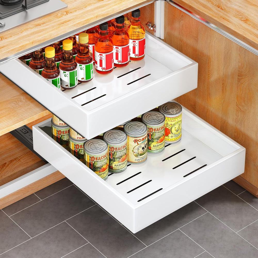 2Pack Pull out Cabinet Organizer, 21"Deep, Heavy Duty Full-extension Sli...