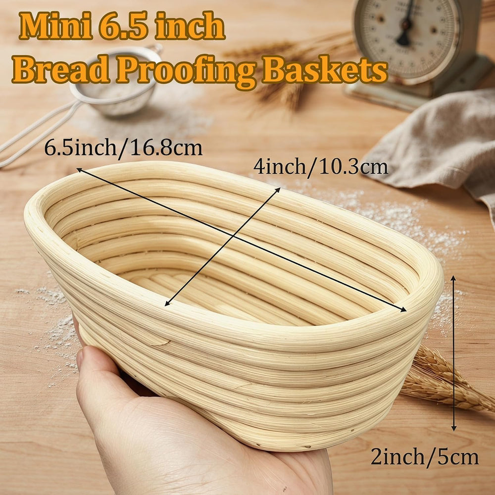 6 Pack 6.5 Inch Oval Bread Proofing Basket,Banneton Basket Bread Baking Bowl ...