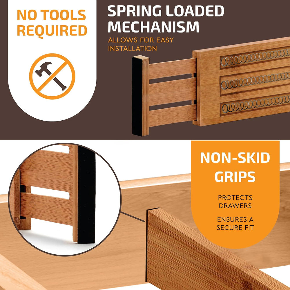 6-Pack Drawer Dividers 6-Inch High Dresser Drawer Organizer 11.5 to 17 Inch