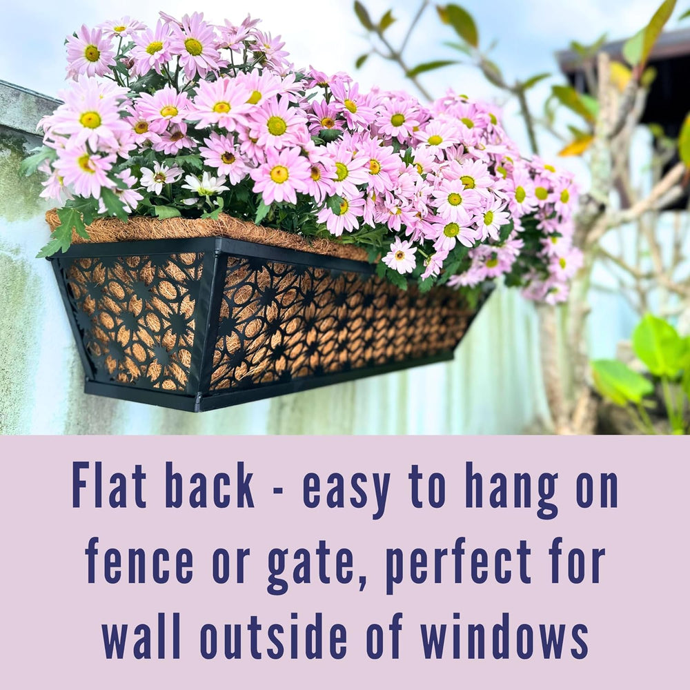 LaLaGreen Deck Black Wall Planter (24 in, 2 Pack) Window Box for Flowers