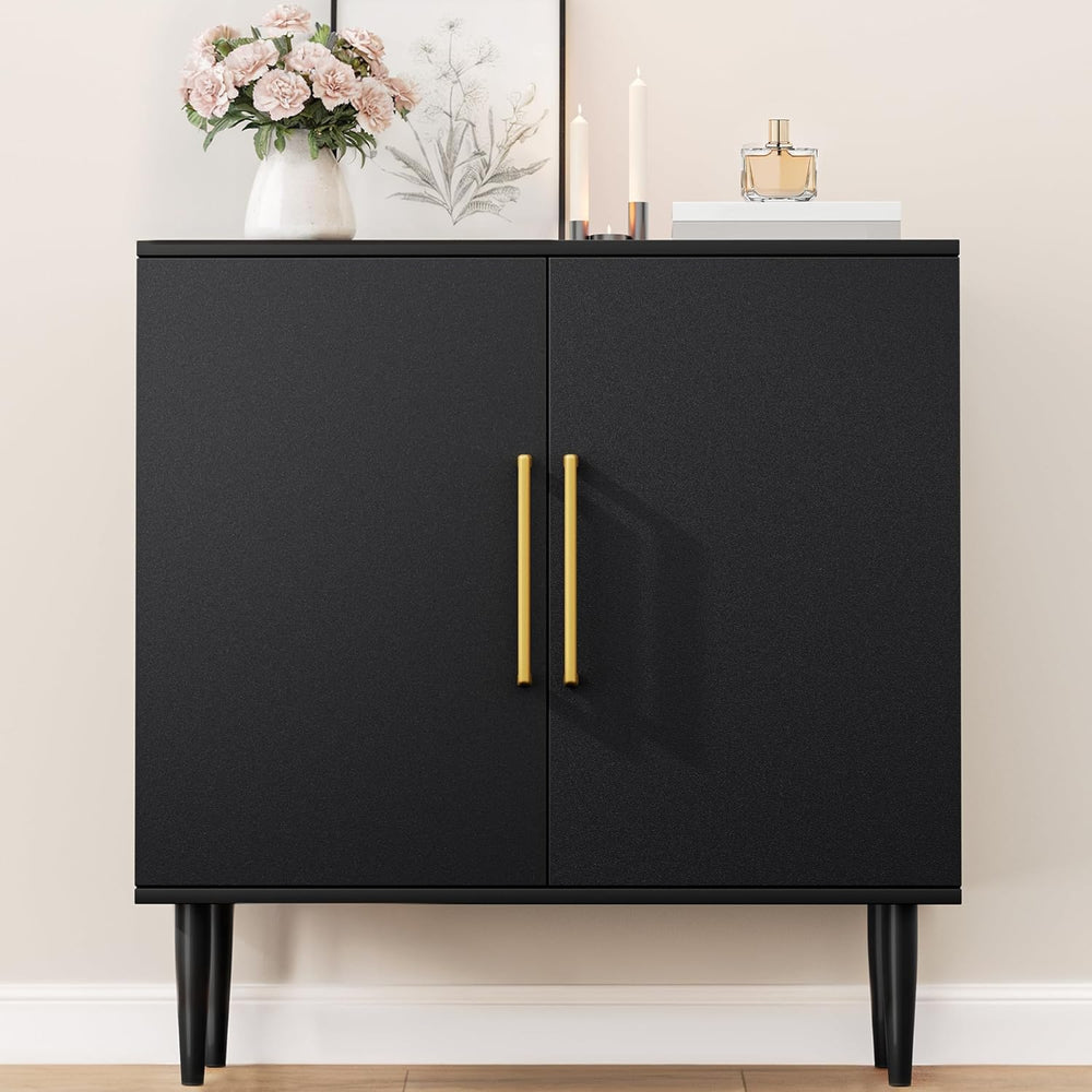 Vrullu Modern Storage Cabinet, Free Standing Buffet Cabinet, Black Sideboard ...