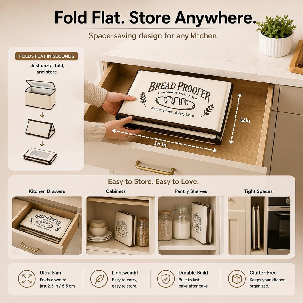 CasaChic Bread Proofing Box Kit - Folding Dough Proofer - Foldable Sourdough ...