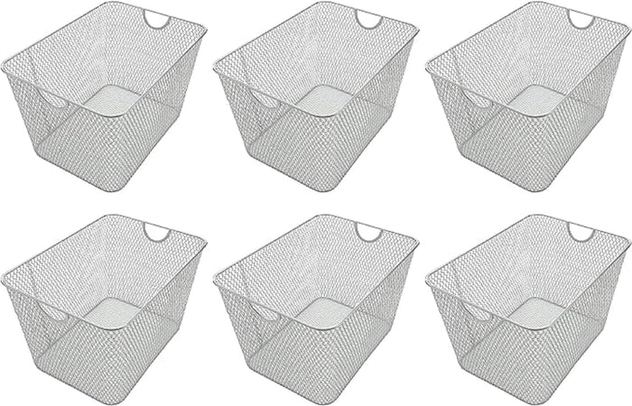 YBM HOME Kitchen Pantry Organizer Wire Basket for Shelves, Cabinets, Pantry, Countertop, Mesh Open Storage Bin Metal Basket for Organizing Food Supplies 15 x 12 x 11.5, Pack of 6