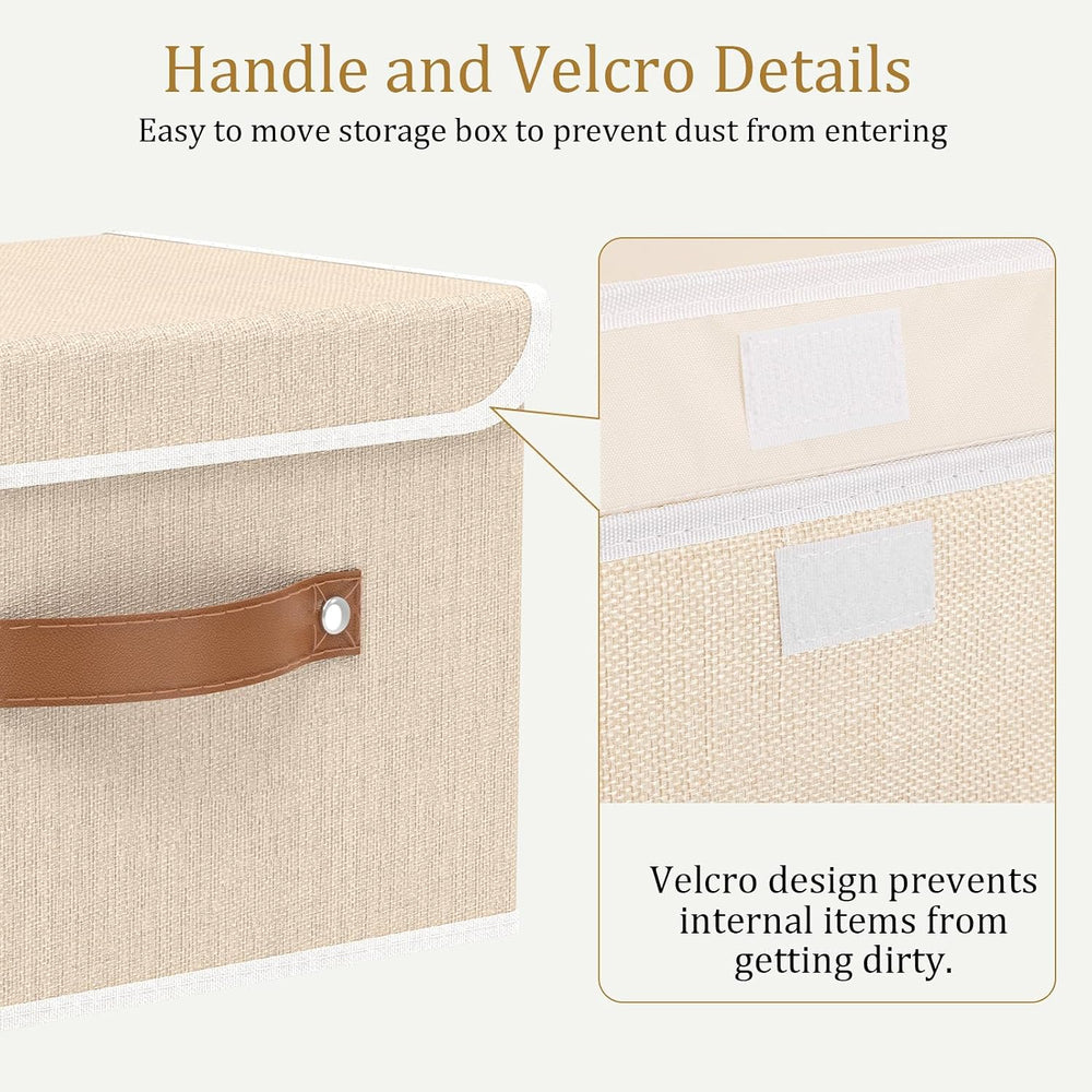 OUTBROS Fabric Storage Bins, Beige, 5 Pack 10.2 x 7.9 x 6.7 in
