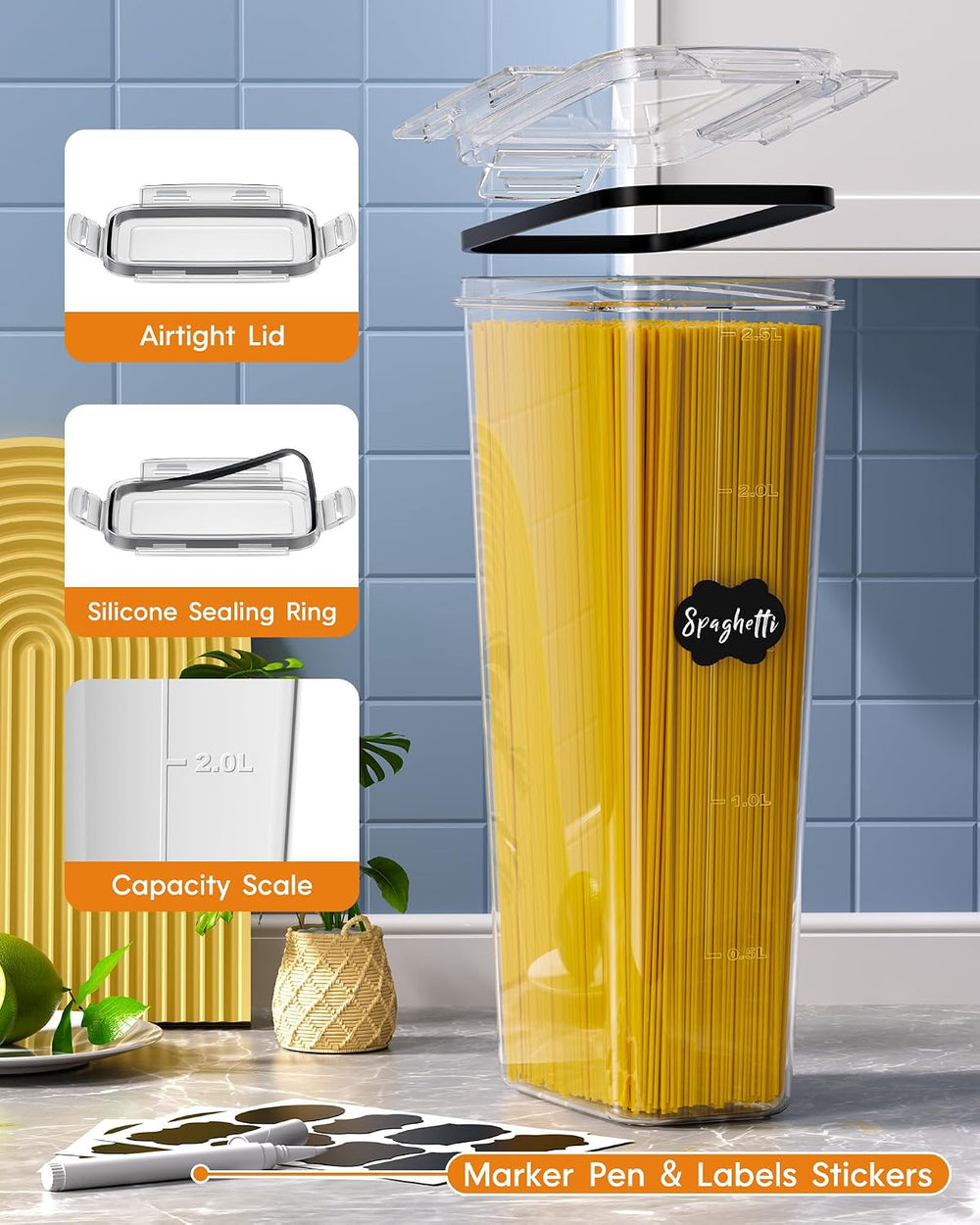 KEMETHY 30 PCS Airtight Food Storage Containers with Lids, Kitchen Pantry Org...