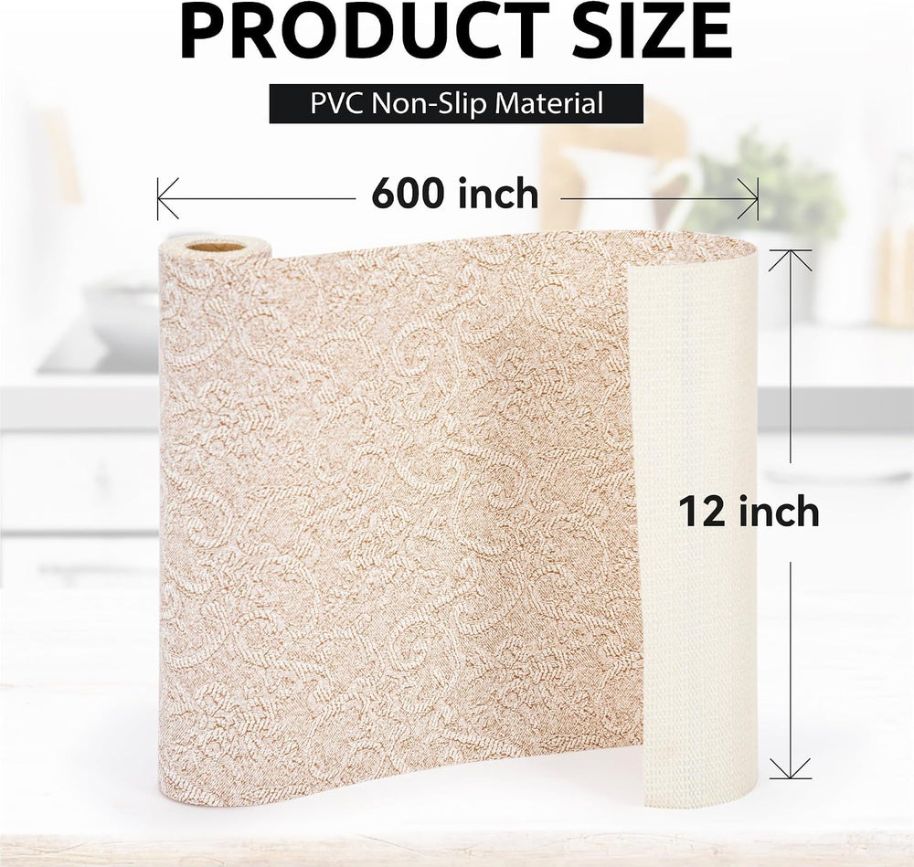 12X600 Inch Shelf Liner with Scissor & Tape Measure for Kitchen Cabinets,...