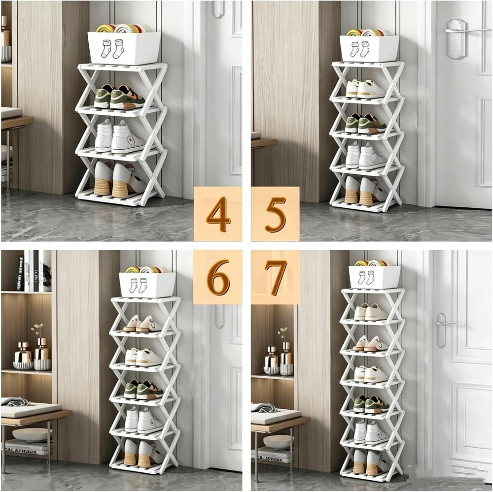 5 Tier Foldable Shoe Rack, Bamboo Vertical Shoe Organizer Tall for Multifunct...