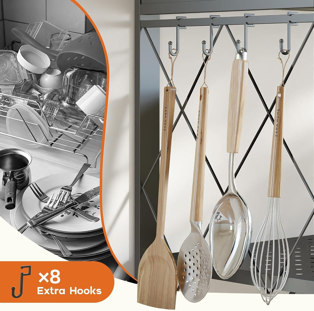 Fenbeli Foldable Shelves with Wheels - 5 Tier Folding Shelf, Collapsible No A...