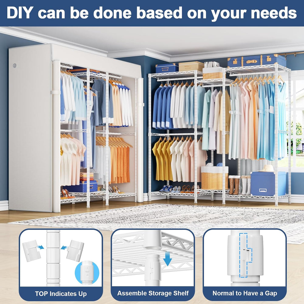 Ulif E12C Heavy Duty Closet Organizer System,Freestanding Clothing Rack, Adju...