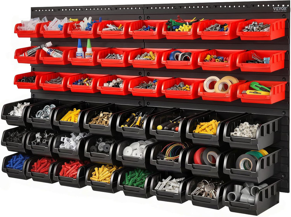 VEVOR 48-Bin Wall Mounted Storage Bins Parts Rack Organizer Garage Shop Tool ...