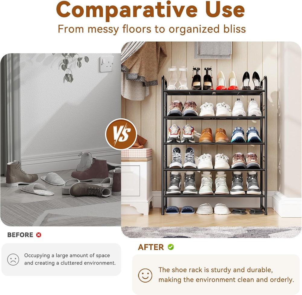 Heavy Duty 5 Tier Shoe Rack, 27 Inch Wide Closet Metal Shoe Storage Organizer...