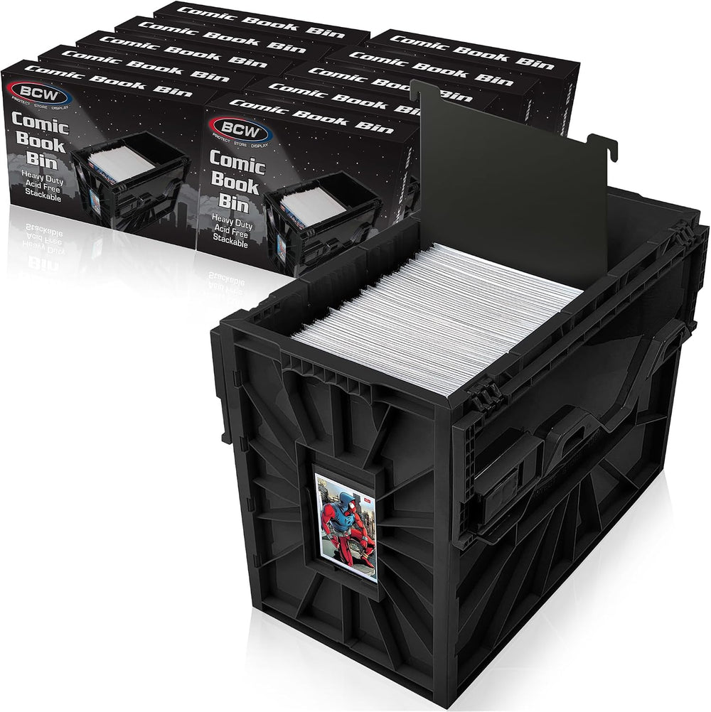 BCW Short Comic Book Bin, Holds 150 Comics Each, Black, 10 Pack