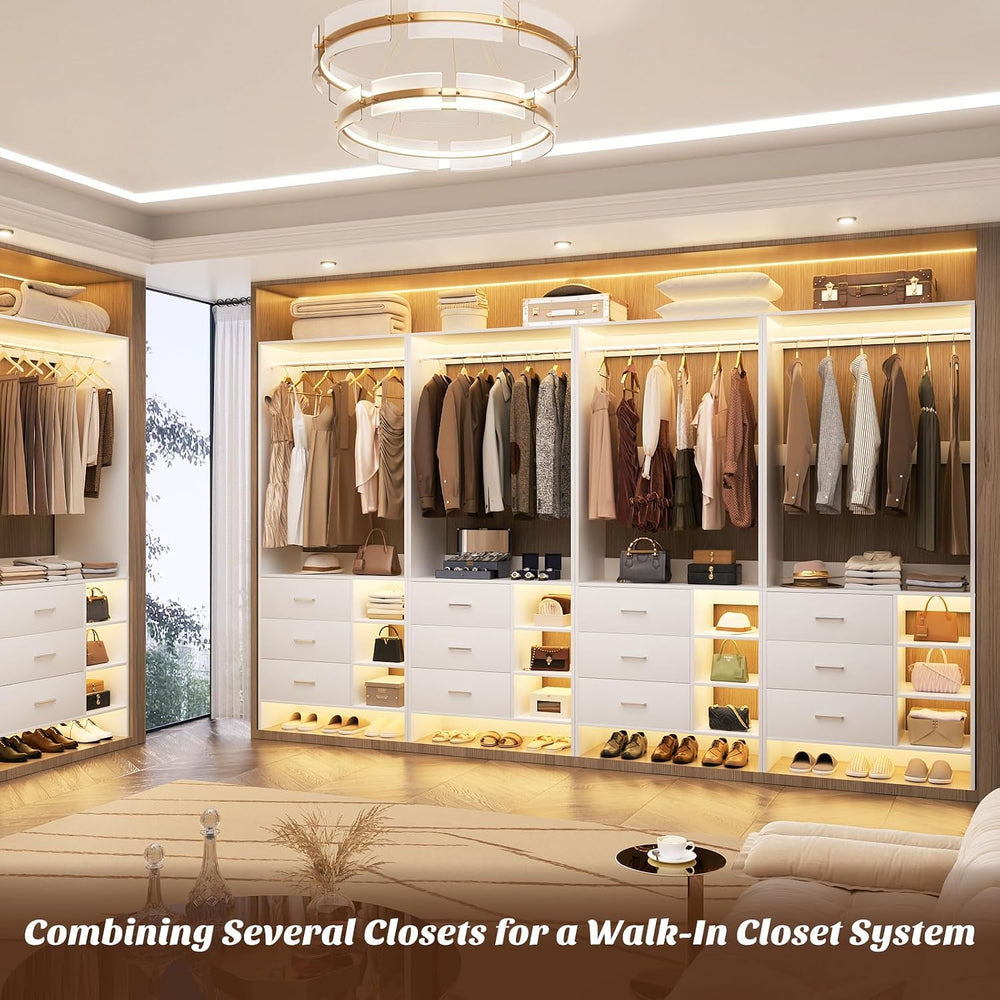 Aheaplus 2.5FT Closet System with 3 Drawers,29.5’’ Closet Organizer, White