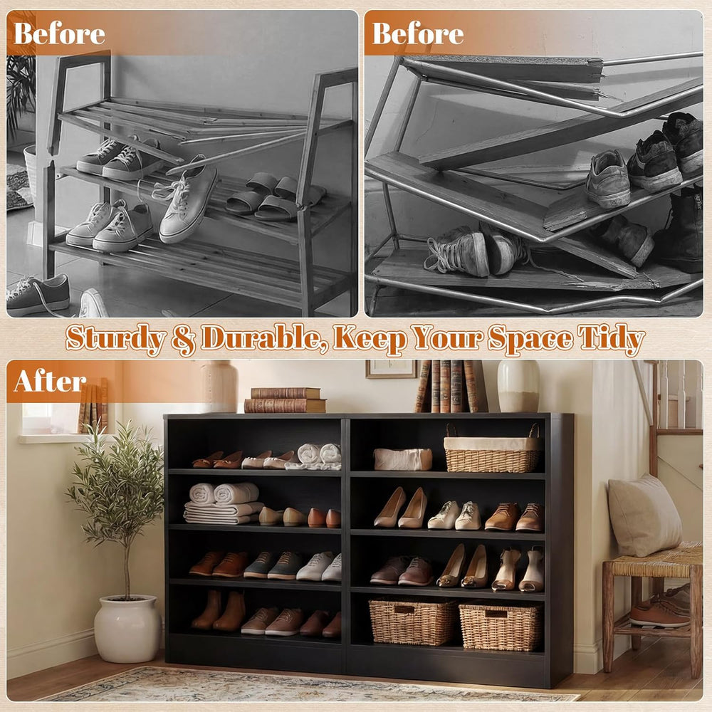 Homieasy Shoe Cabinet, 5-Tier Modern Wood Shoe Storage Organizer, Black