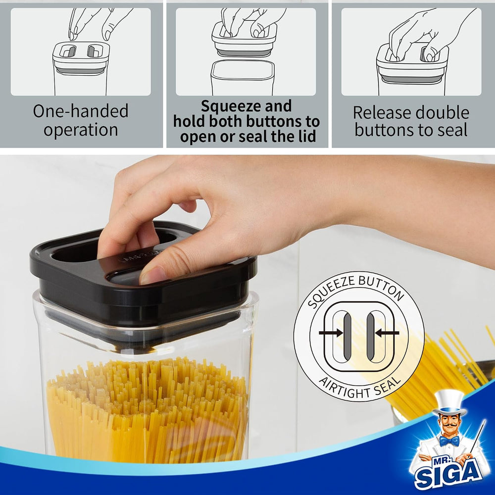 MR.SIGA 6 Piece Airtight Food Storage Container Set for Pantry Organization