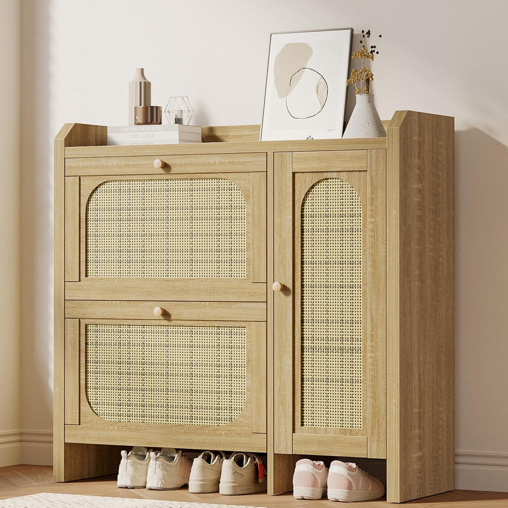 Mericonia Shoe Cabinet Storage for Entryway with 2 Flip Drawers(3-Tier), Ratt...