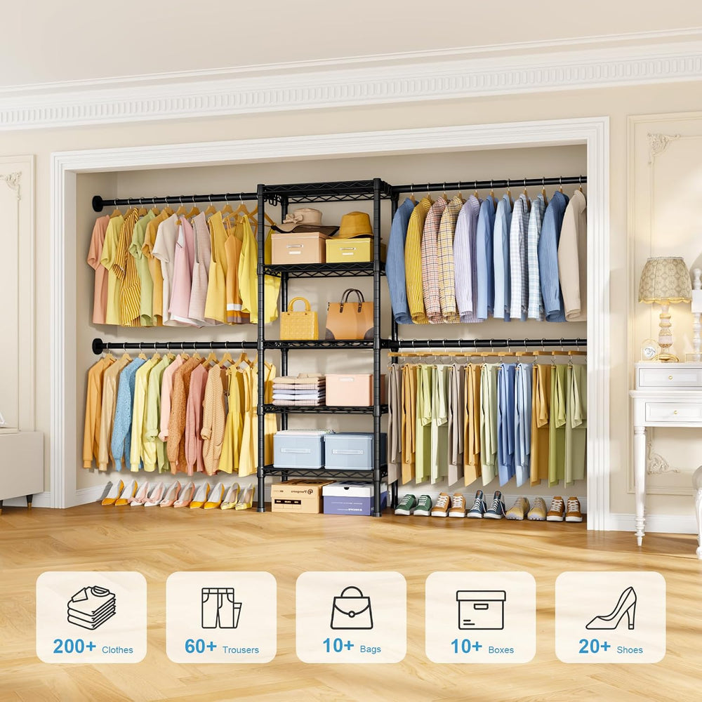 Ulif M2 Wall Mounted Closet System, Black Clothes Rack Mount onto the Wall