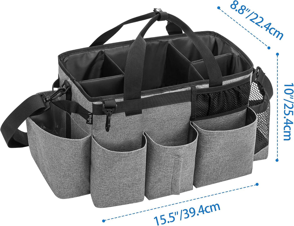 LoDrid Wearable Cleaning Caddy Bag with 4 Foldable Dividers, Grey