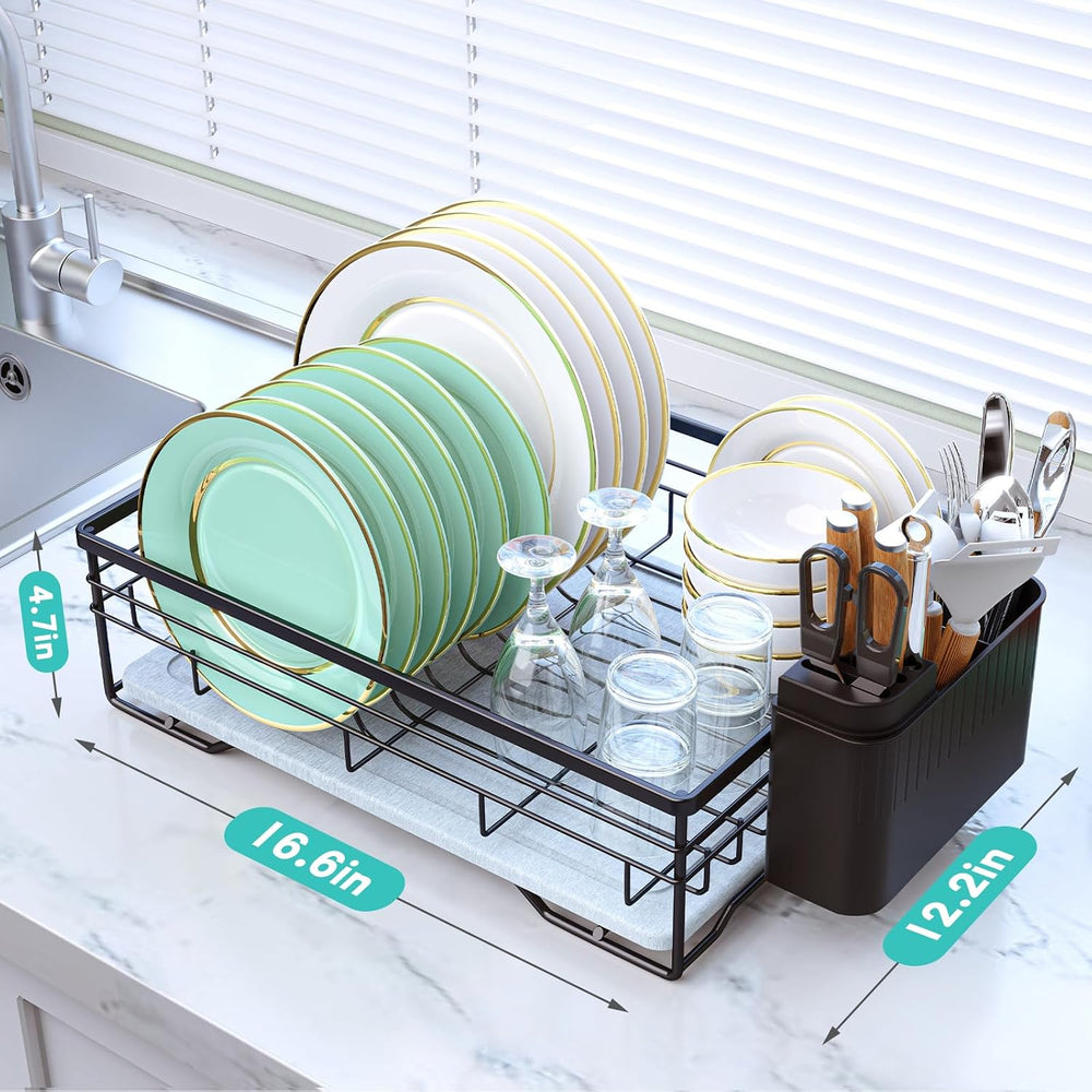 VABNEER Dish Drying Rack with Stone Drying Mat, Quick-Drying/Stainless/Super ...
