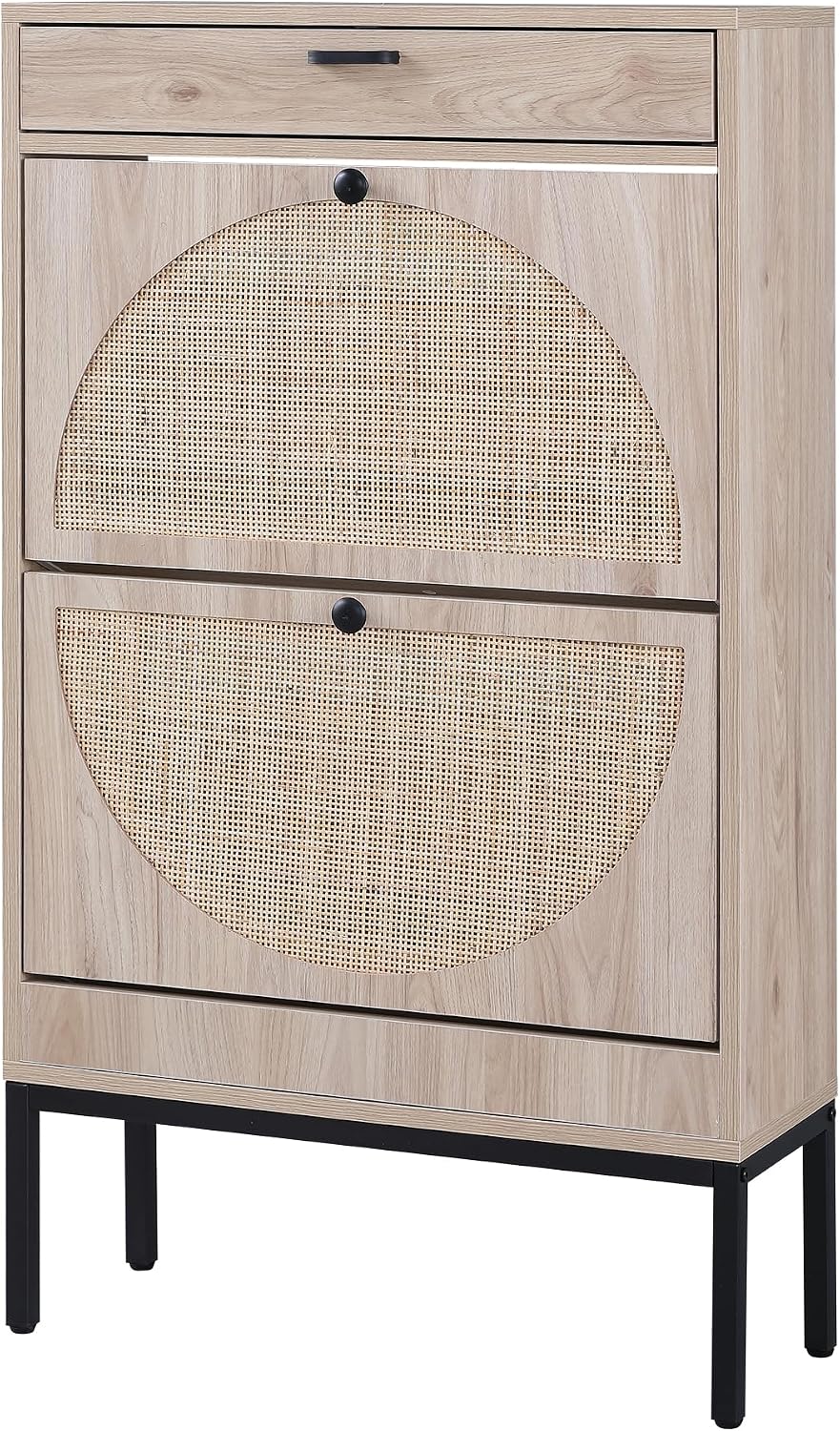 XIAO WEI Shoe Cabinet, Natural Semi Circle Rattan Shoe Storage Organizer Cabi...