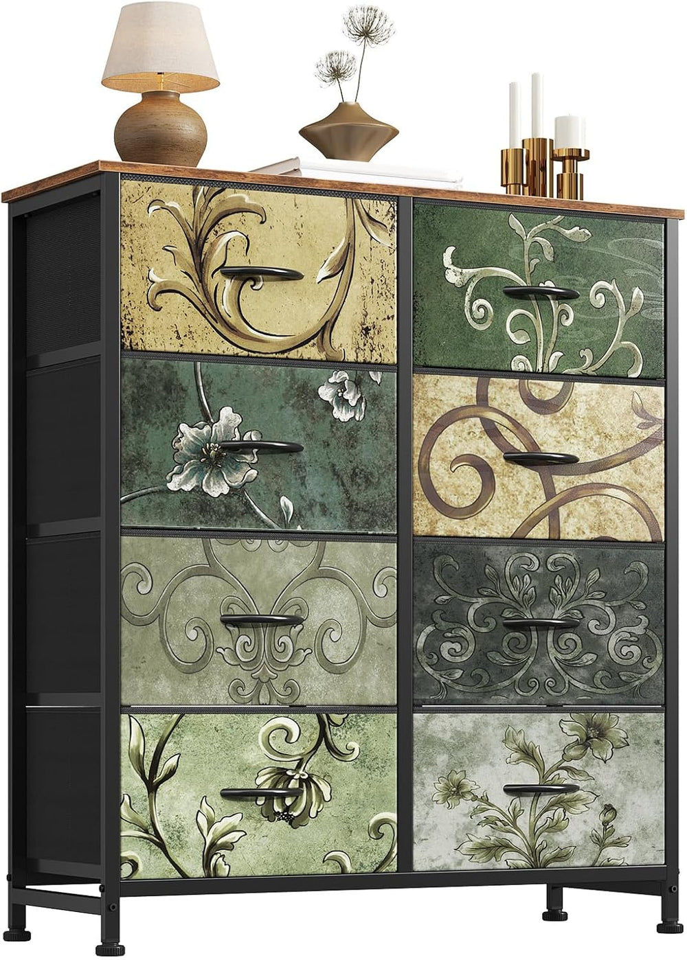 Sweetcrispy 8 Drawer Fabric Dresser, Tall Storage Tower for Bedroom
