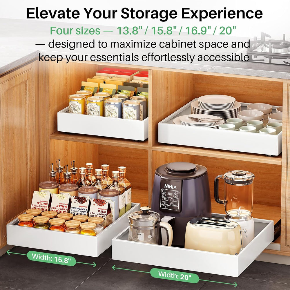 2Pack Pull out Cabinet Organizer, 21"Deep, Heavy Duty Full-extension Sli...