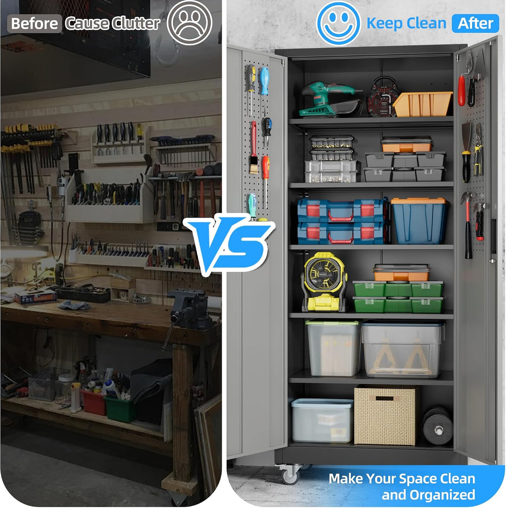 Upgrade 71H''*32''W*16''D Metal Garage Storage Cabine...