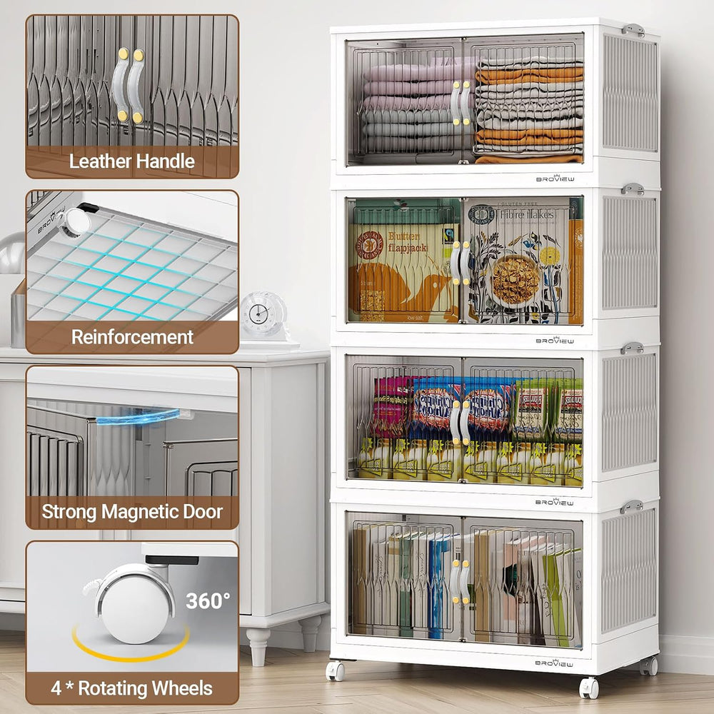 BROVIEW 360Qt Stackable Storage Bins with Lid for Home Dorm, 3Pack White